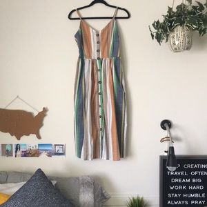 Midi Buttondown striped Midi Dress POCKETS!
